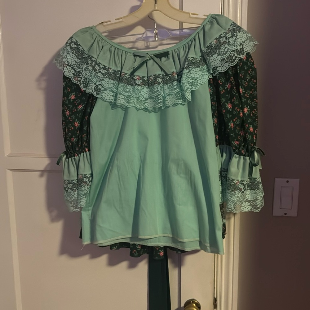 Mint green two piece country dress.